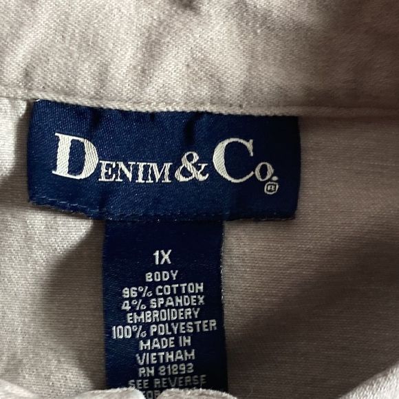 Womens 1X Vintage Denim & Co Tan Embroidered Floral boho Jacket - Picture 4 of 13